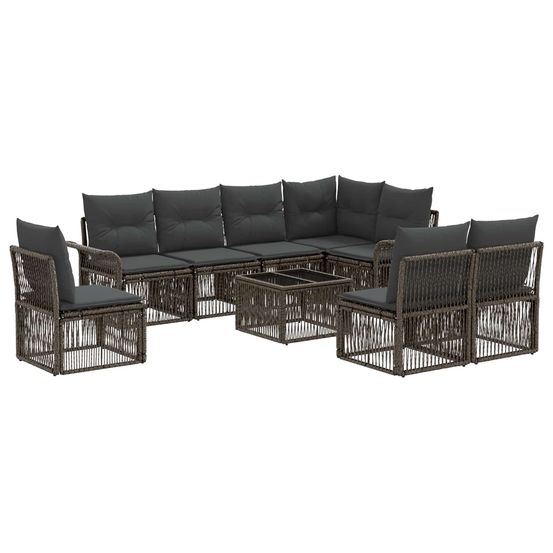 Ensemble de canapé de jardin 9 pc gris polyrotin