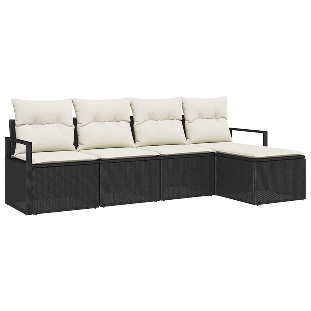 Ensemble de canapés avec coussin 5 pcs noir et crème polyrotin