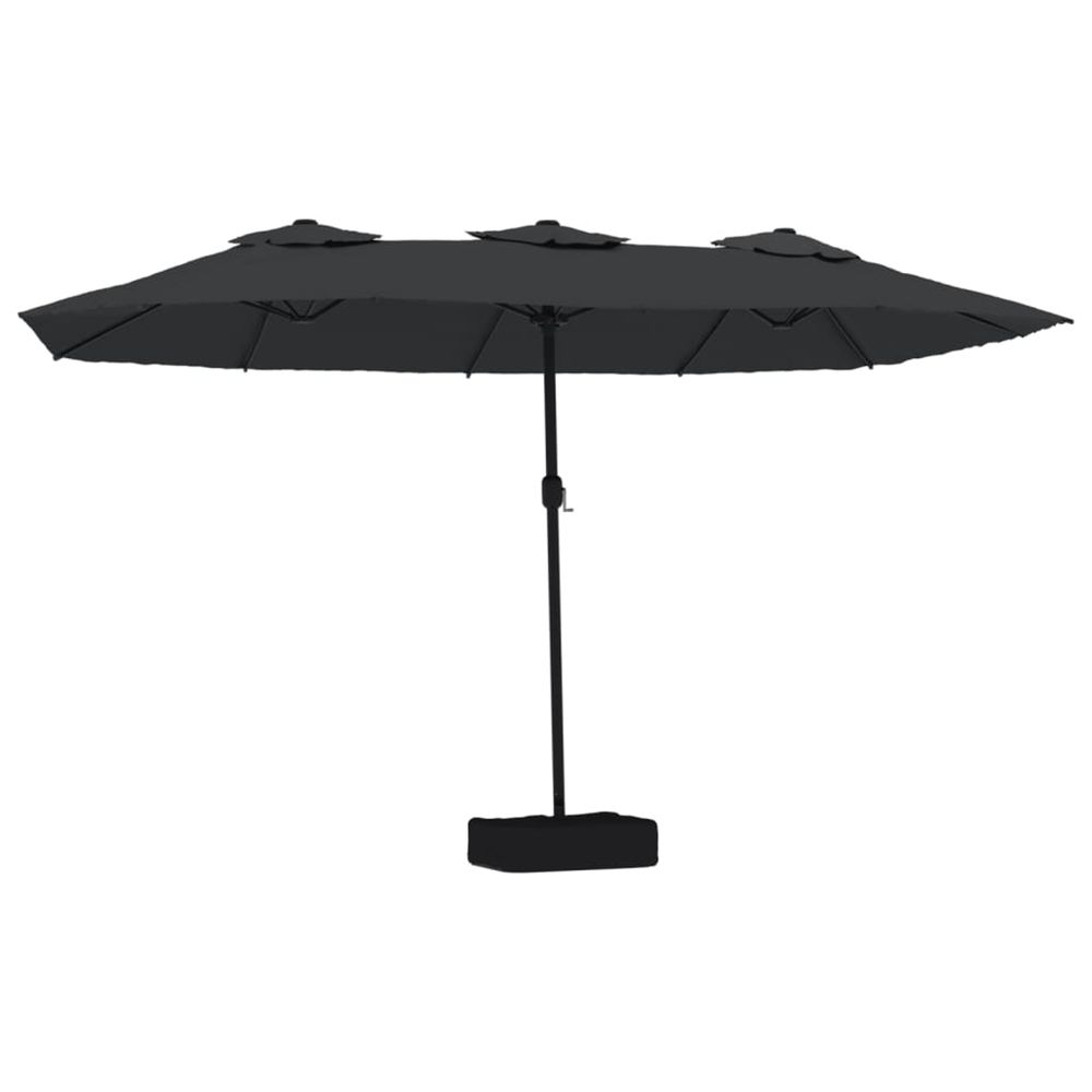 Parasol de jardin à double tête avec led noir 449x265 cm