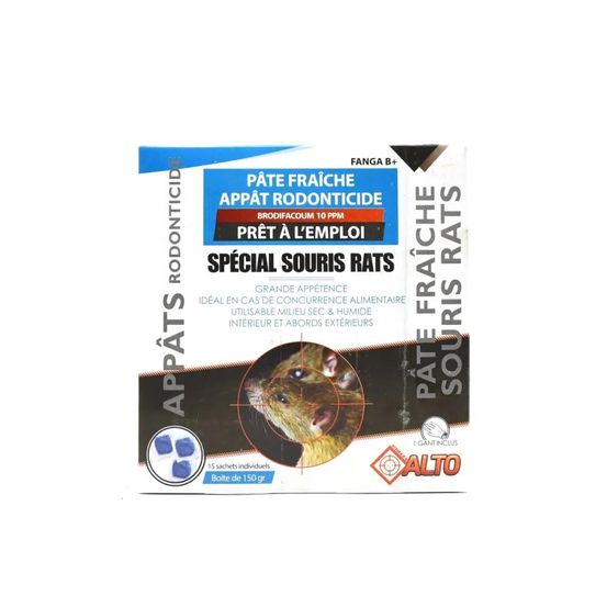 Appât rats et souris alto en pâte fraîche au brodifacoum 150 g