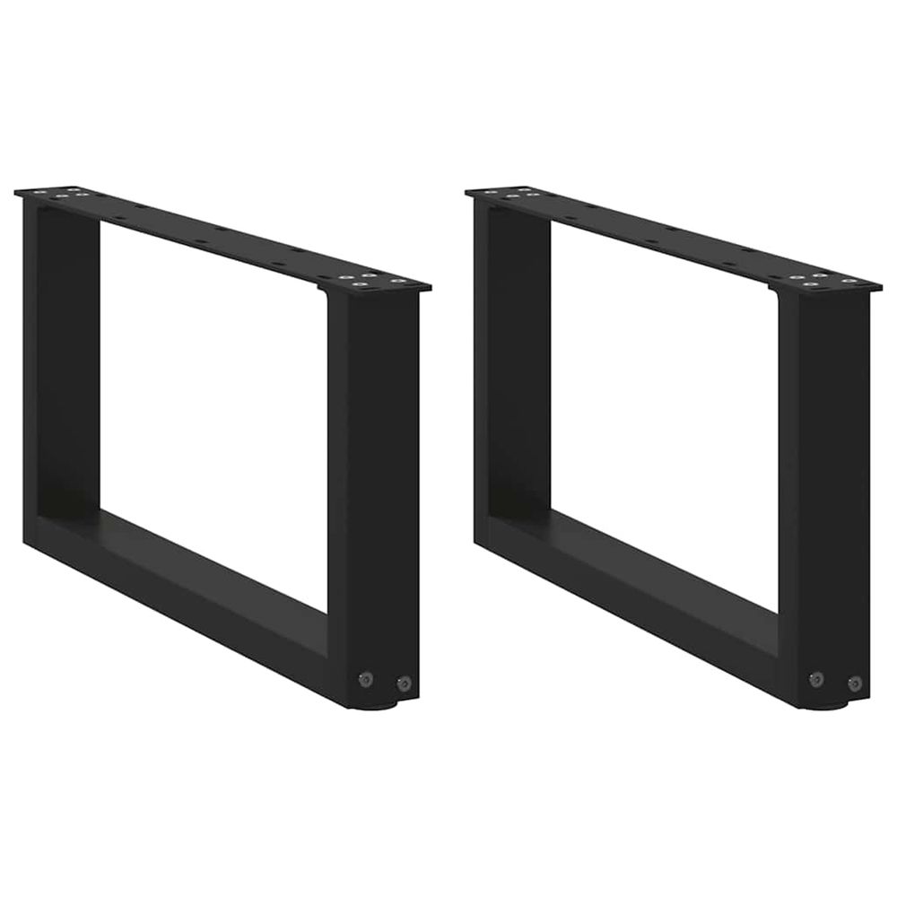 Pieds de table basse en u, 2 pièces, noir, 60 x (30-31) cm, acier