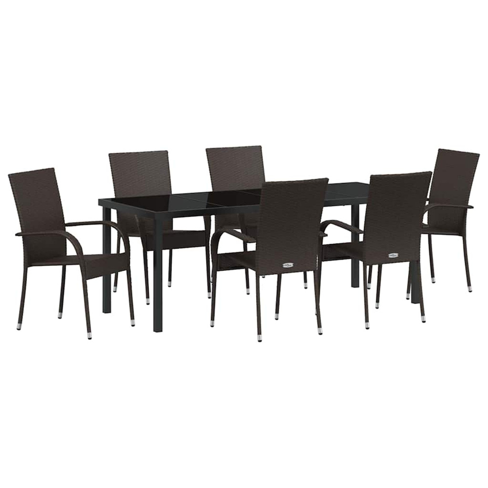 Ensemble de salle à manger pour jardin 7 pcs marron