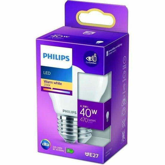 Led classic 40w sphérique e27 blanc chaud dépolie non dimmable