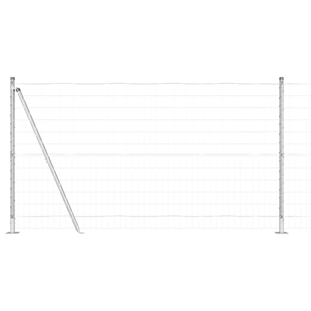 Clôture avec poteau argenté 1,2 x 25 m acier