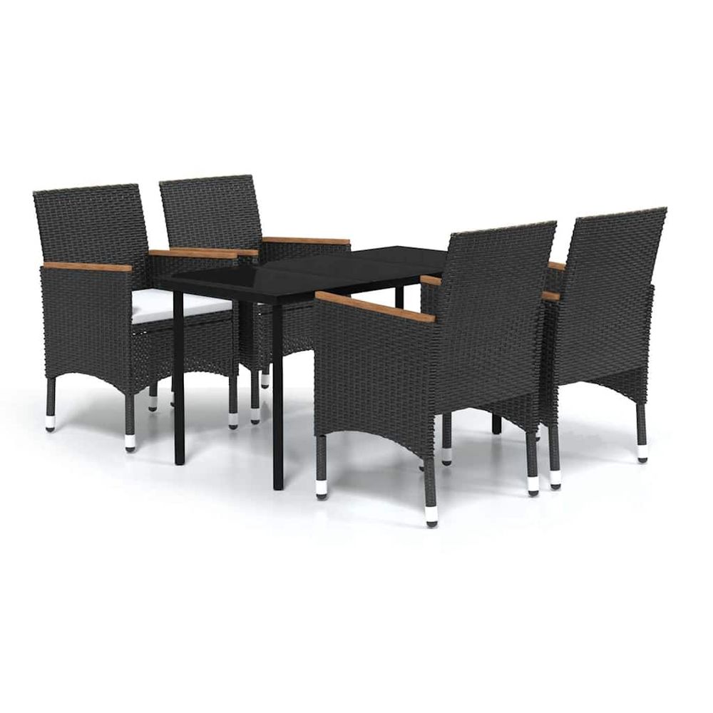 Ensemble à manger de jardin avec coussins 5 pcs noir