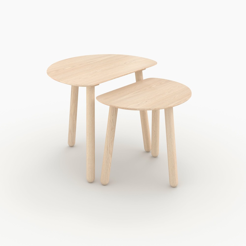 Montaine-tables gigognes en bois de frêne effet blanchi