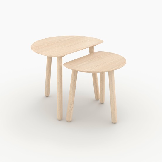 Montaine-tables gigognes en bois de frêne effet blanchi