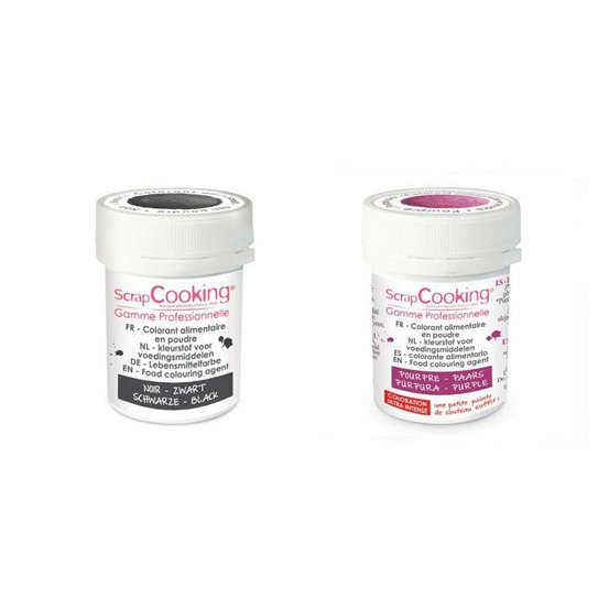 2 colorants alimentaires en poudre - noir-pourpre