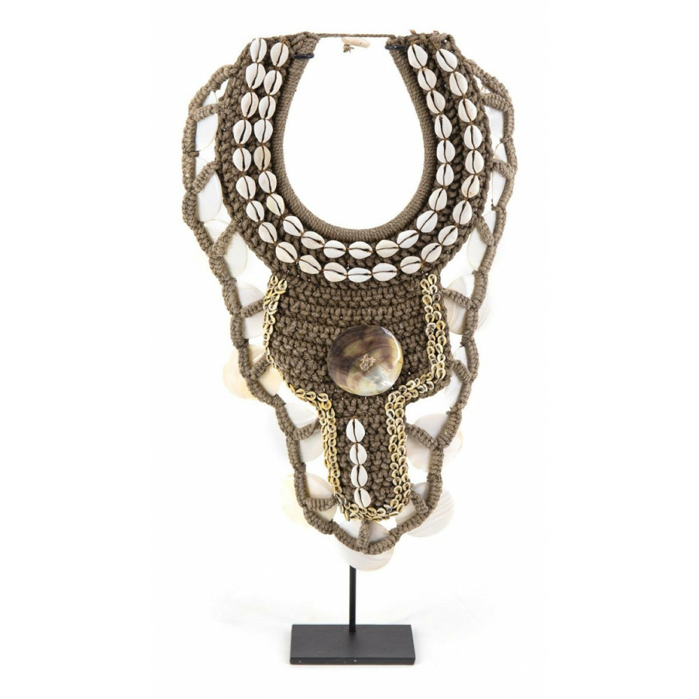Sculpture collier coquilles corde marron coquilles marron - décoration d'autrefois