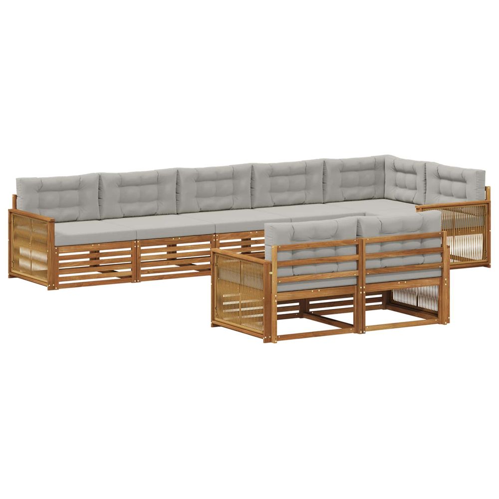 Ensemble de canapés d'extérieur 8 pc naturel et gris clair
