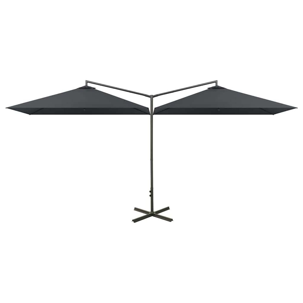 Parasol de jardin double avec mât en acier anthracite 600x300cm