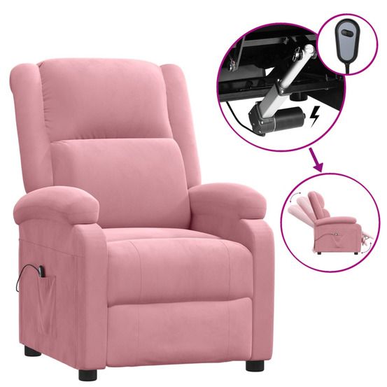 Fauteuil inclinable électrique rose velours