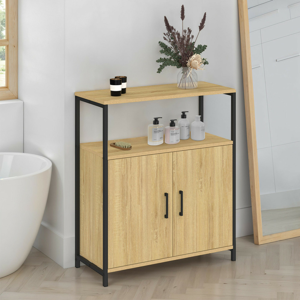 Buffet d'appoint 1 niche et 2 portes 70 cm detroit design industriel