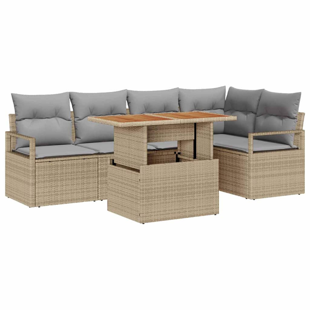 Ensemble de salle à manger pour jardin 6 pcs beige et gris