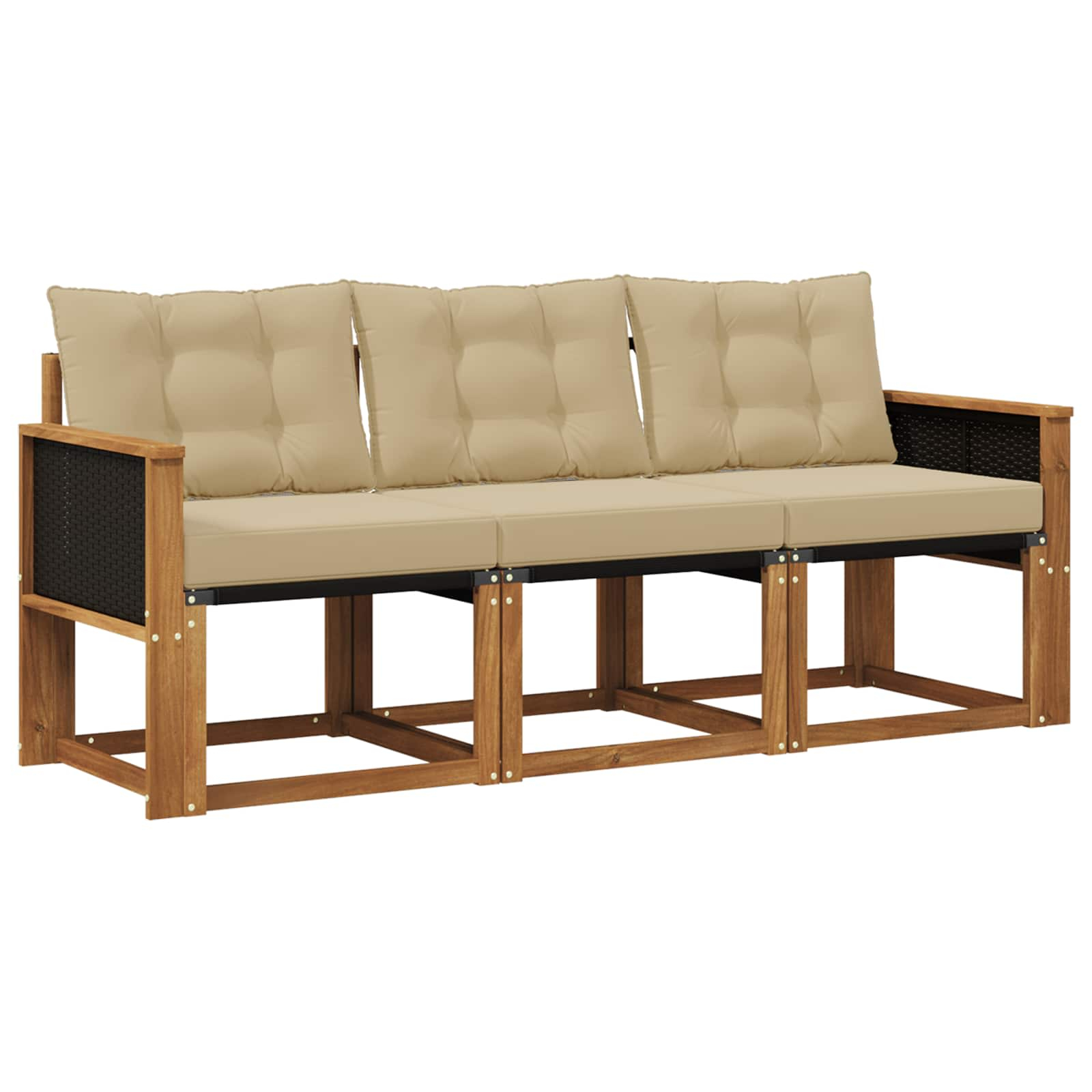 Ensemble de canapés d'extérieur 3 pcs naturel et beige