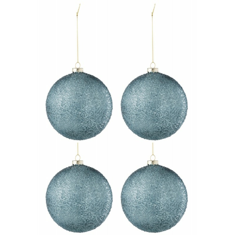 Boite de 4 boules de noël en verre vert 12x12x12 cm