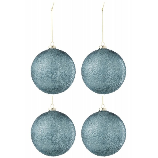 Boite de 4 boules de noël en verre vert 12x12x12 cm