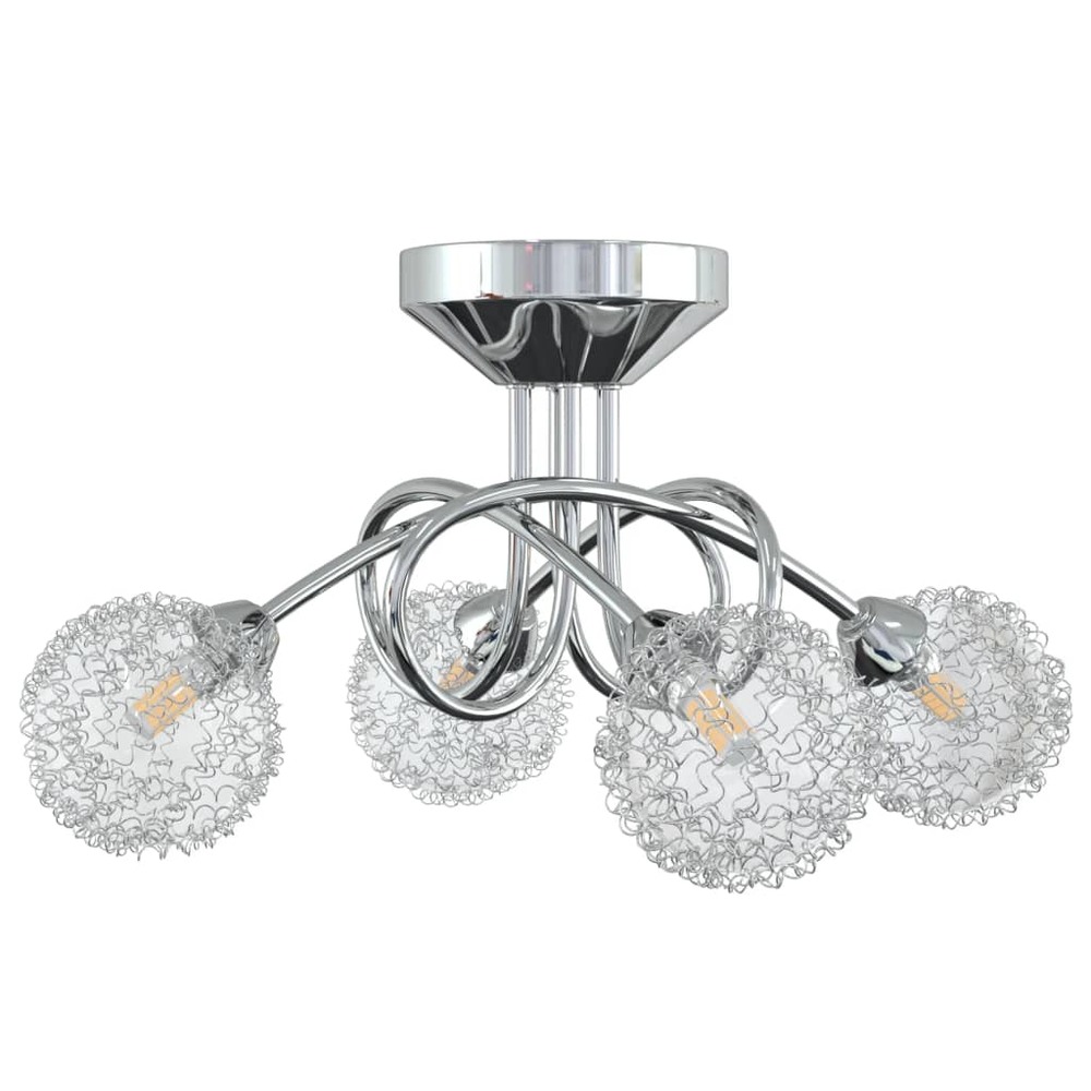 Plafonnier avec abat-jour en maille métallique pour 4 led g9