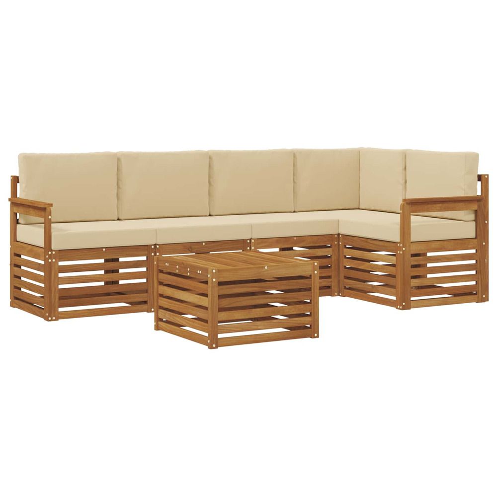 Ensemble de canapés d'extérieur 6 pc naturel et beige polyester