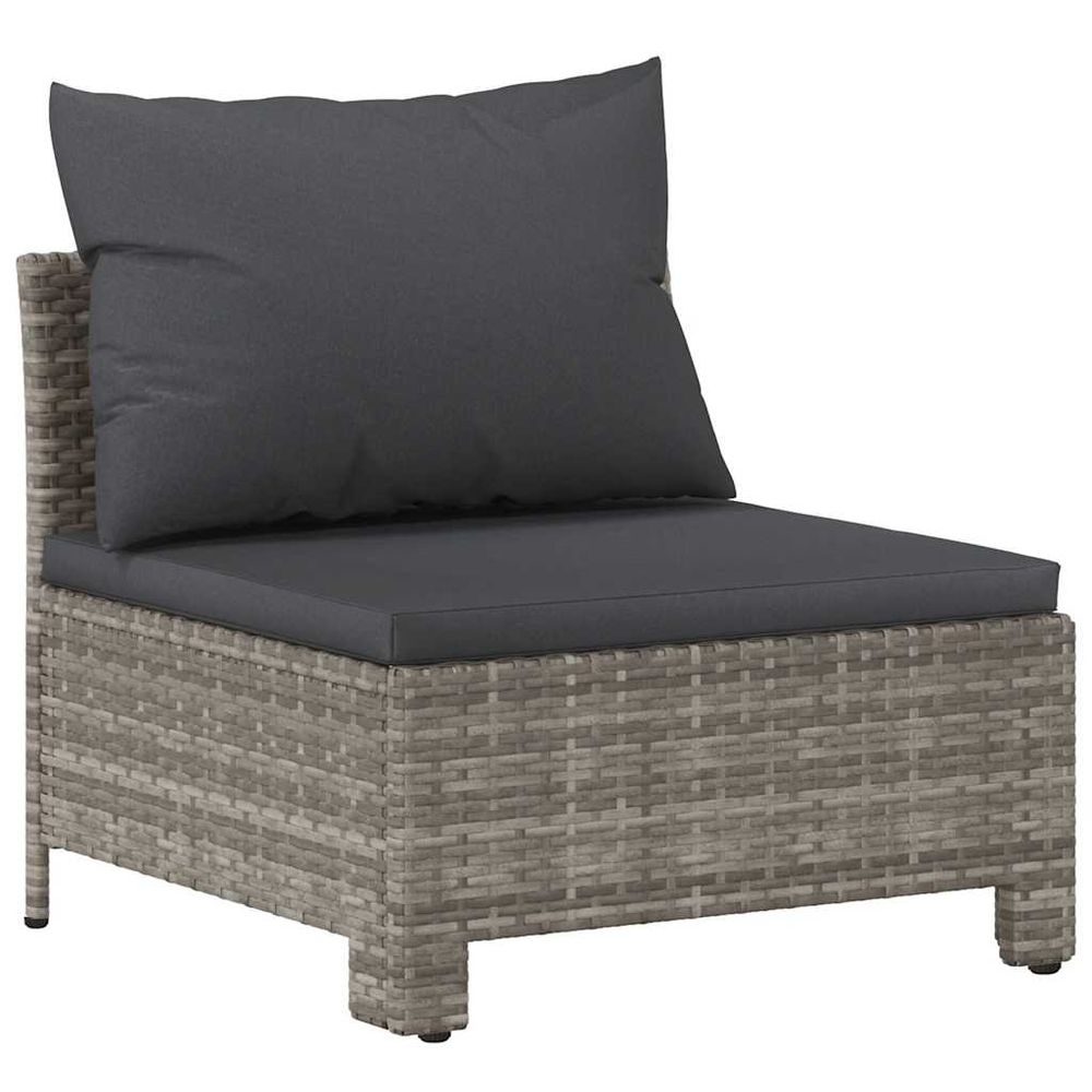 Canapé de jardin central avec coussin en polyrotin gris