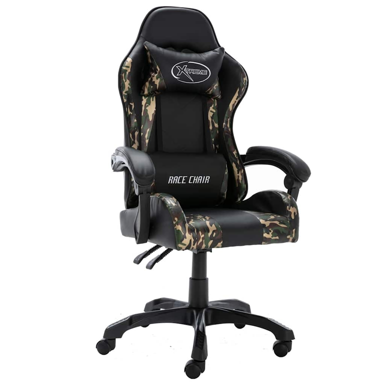 Fauteuil de jeux vidéo noir et camouflage similicuir