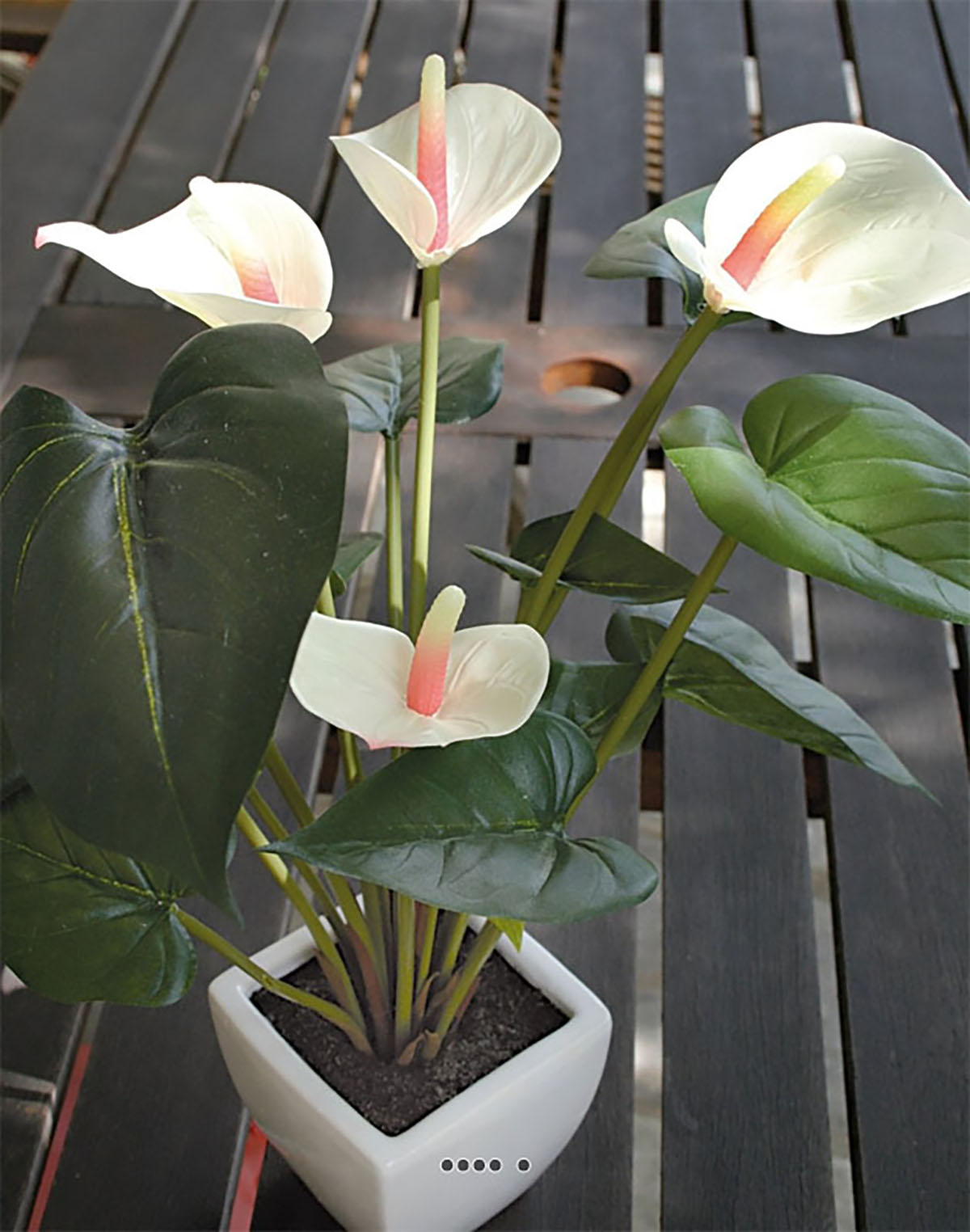 Superbe anthurium artificiel en pot h 41 cm vert-rose - couleur: vert-rose