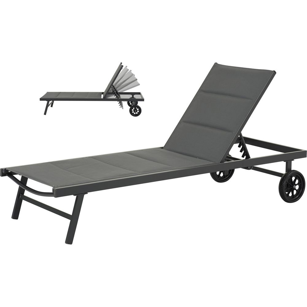 Bain de soleil textilène matelassé et aluminium 