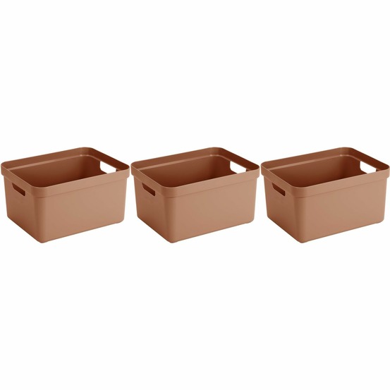 Boite de rangement sigma home box 32 l (lot de 3) terracotta