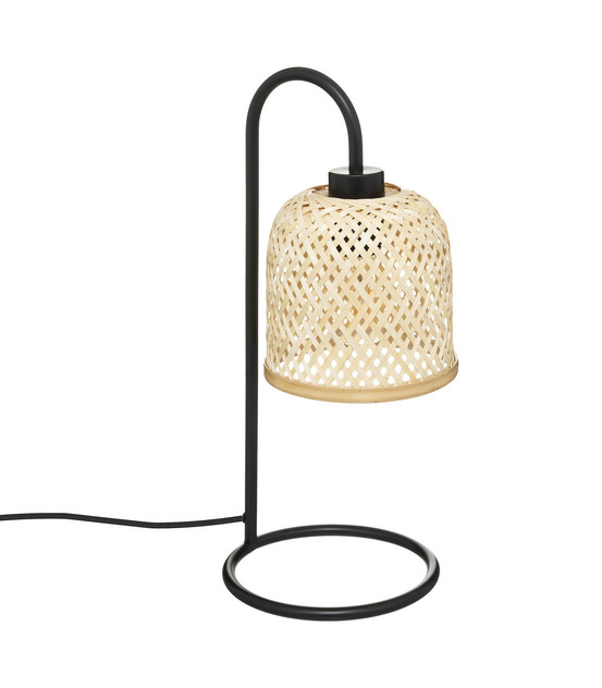 Lampe à poser en bambou et métal h 43.5 cm