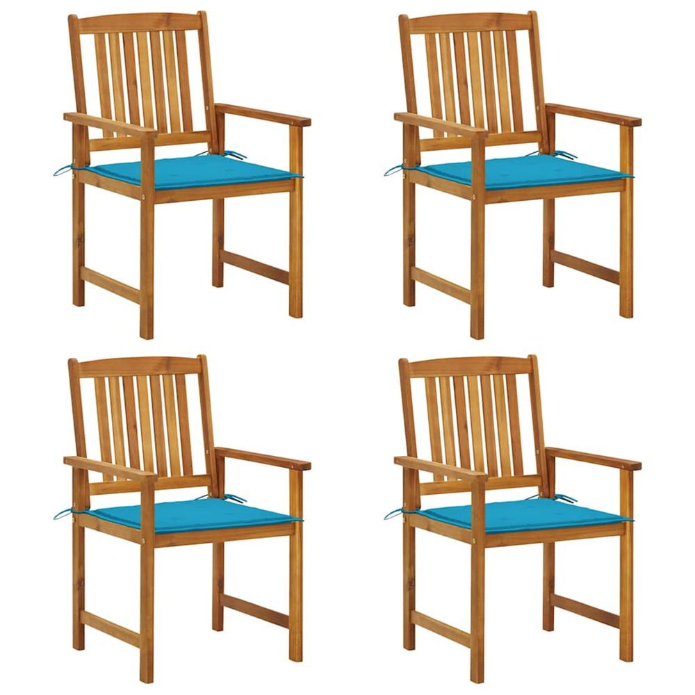 Chaises de jardin avec coussins lot de 4 bois d'acacia massif