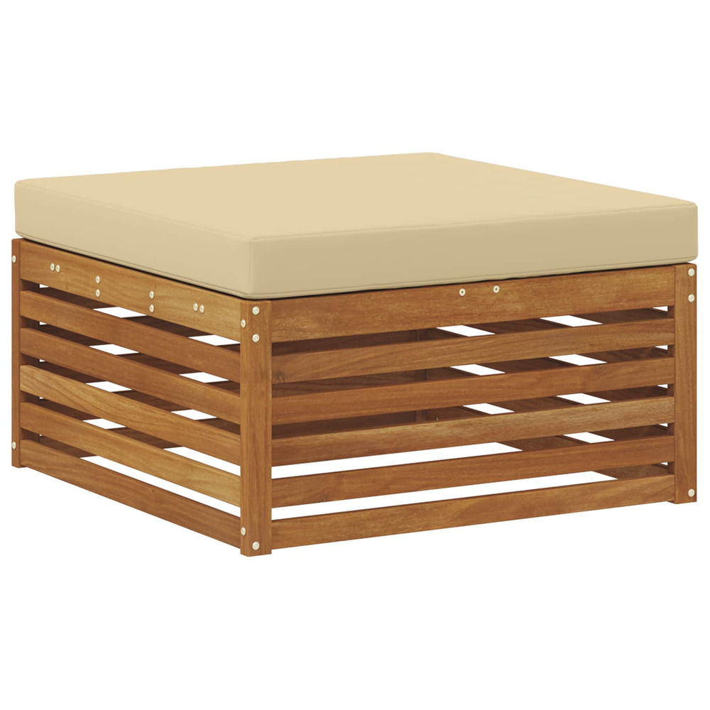 Pouf d'extérieur bois d'acacia massif naturel