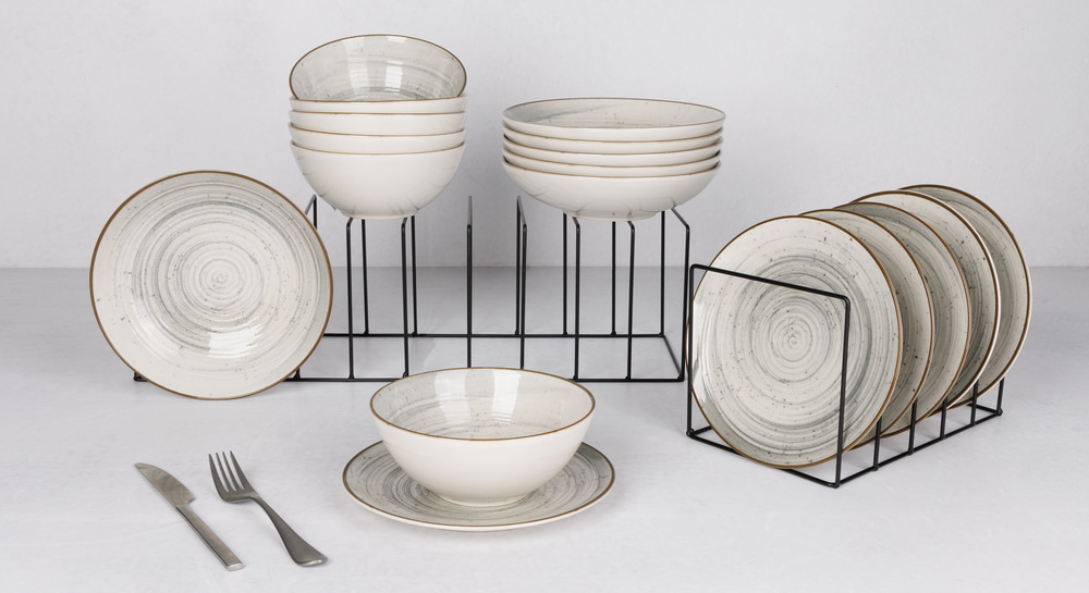 Cosy & trendy service petit déjeuner en grès, bleu, 18 pièces