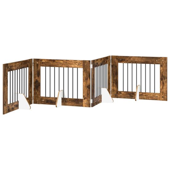 Porte de chien pliable avec supports 4 pc chêne fumé 321 cm
