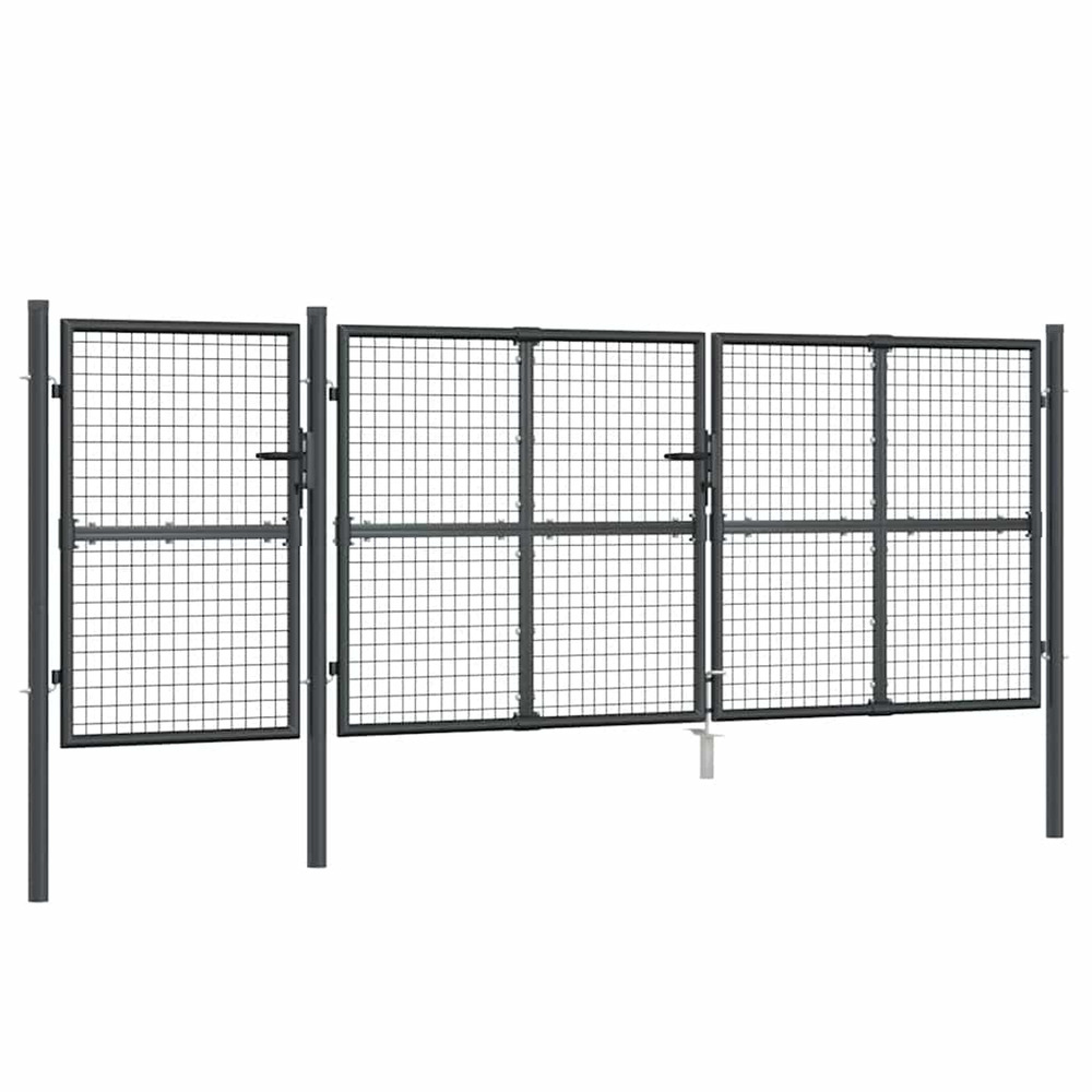 Portail de jardin grillagé anthracite 400x125 cm acier galvanisé