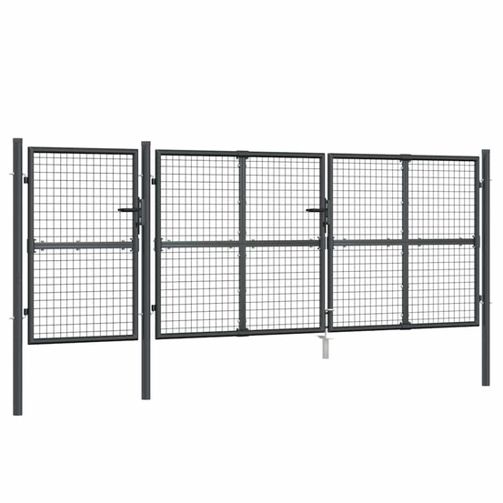 Portail de jardin grillagé anthracite 400x125 cm acier galvanisé