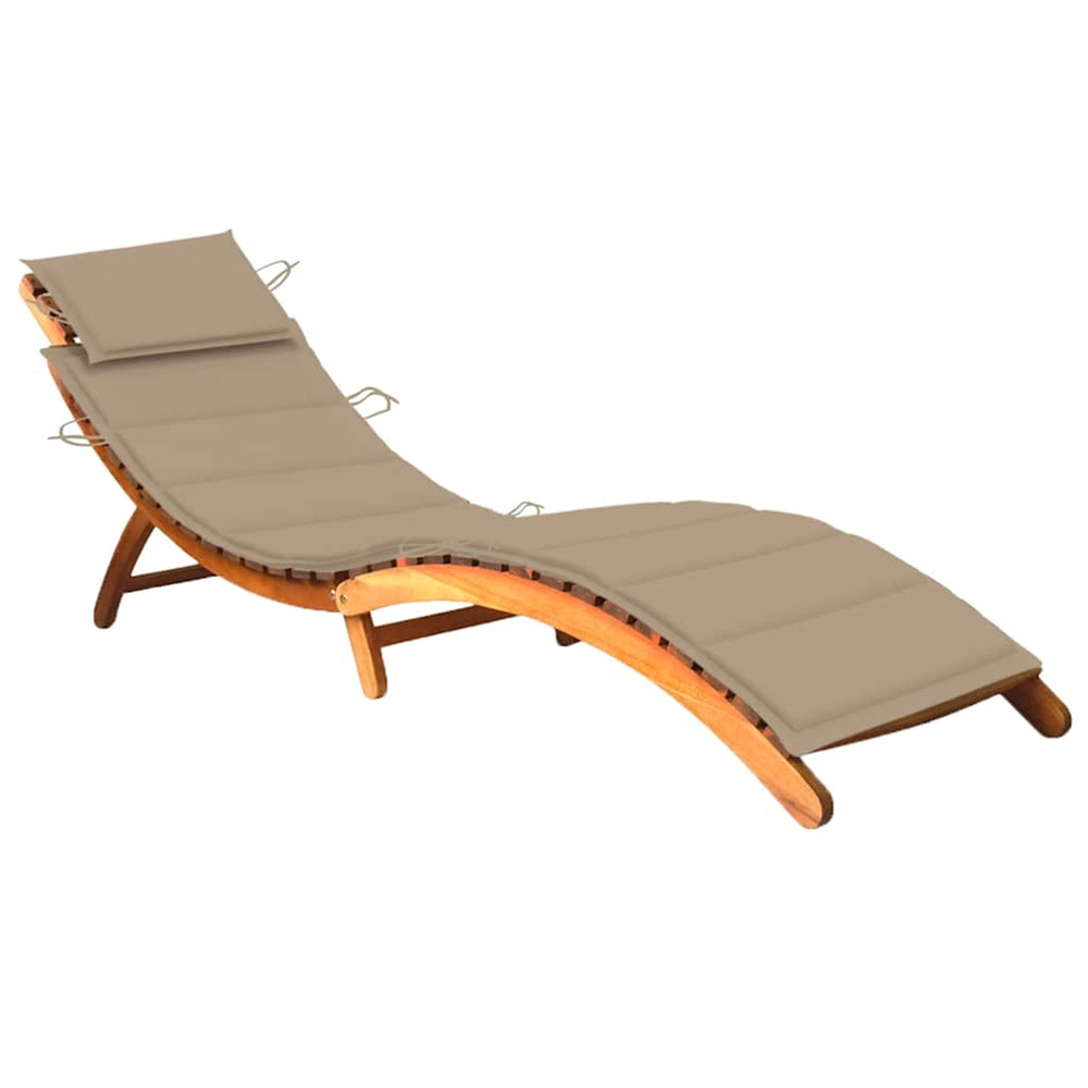 Chaise longue de jardin avec coussin bois d'acacia solide bain de soleil