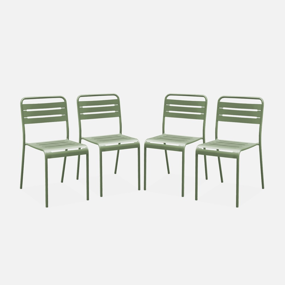 Lot de 4 chaises de jardin acier, amélia, l44 x p52 x h79cm