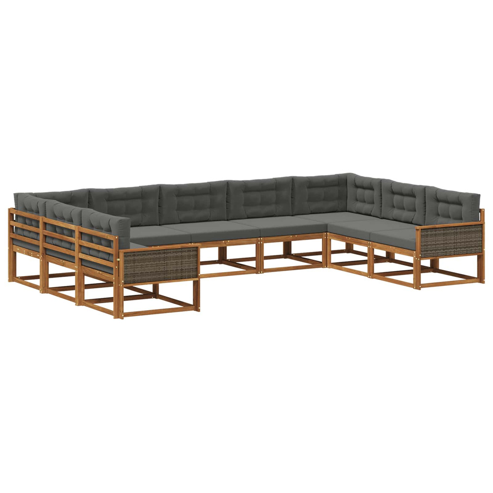 Ensemble de canapés d'extérieur 9 pcs naturel et anthracite