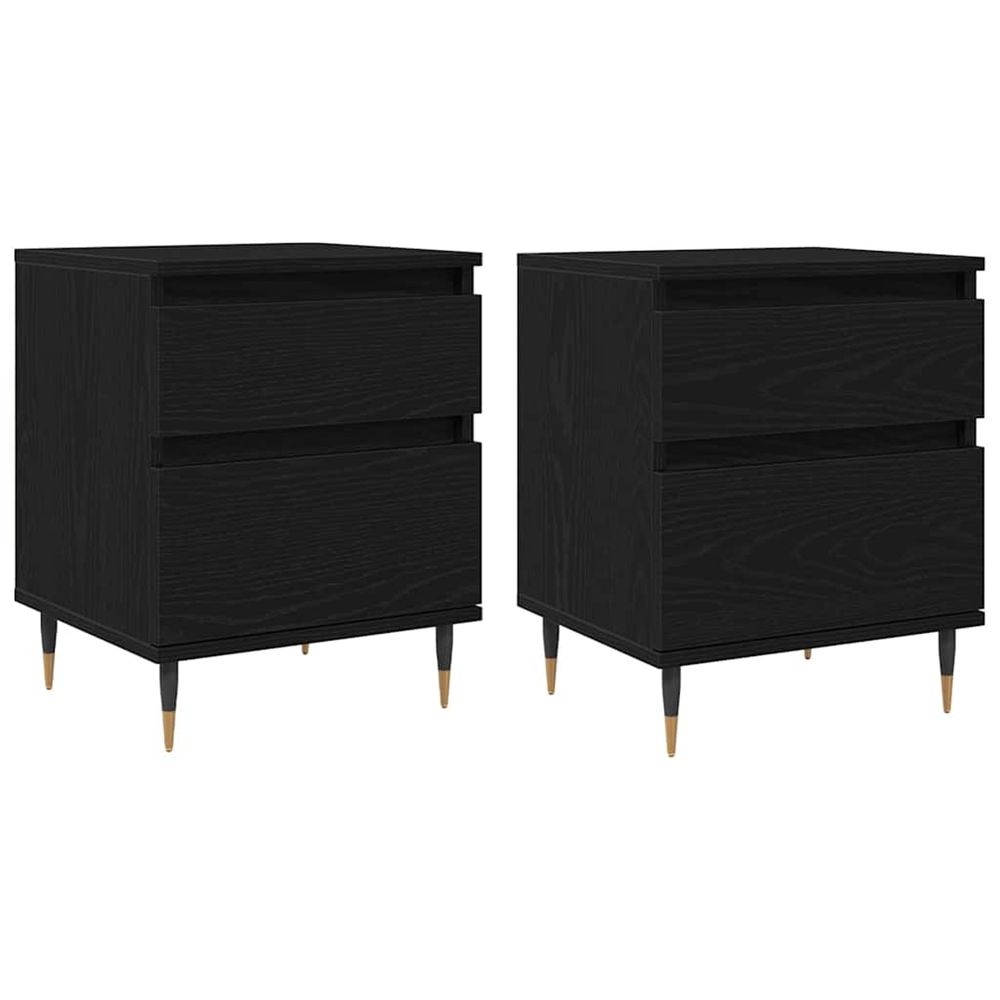 Cabinet de chevet 2 pc chêne noir 40 x 35 x 50 cm