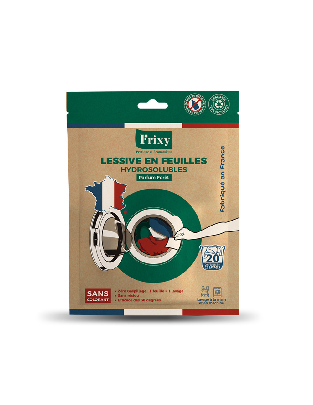 Lessive en feuilles hydrosolubles étui x 20 feuilles - frixy