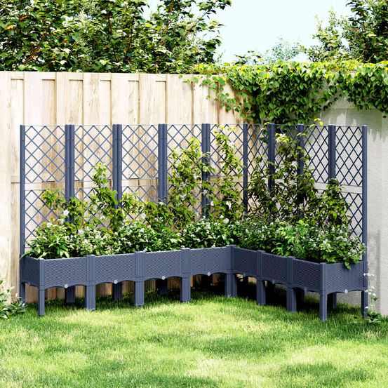 Très grande jardinière treillis pp pour plantes grimpantes jardin bleu gris 200x160 cm