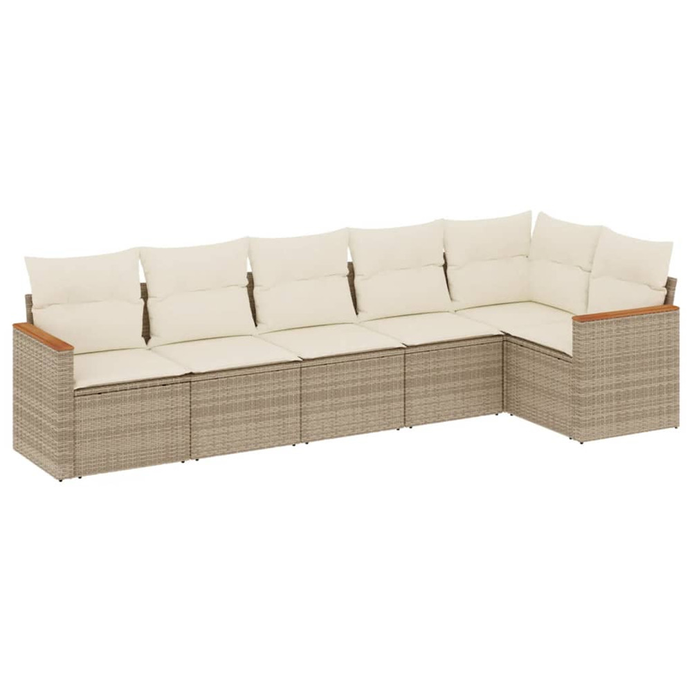Salon de jardin avec coussins 6 pcs beige résine tressée