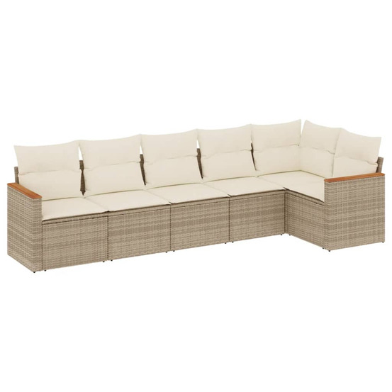 Salon de jardin avec coussins 6 pcs beige résine tressée