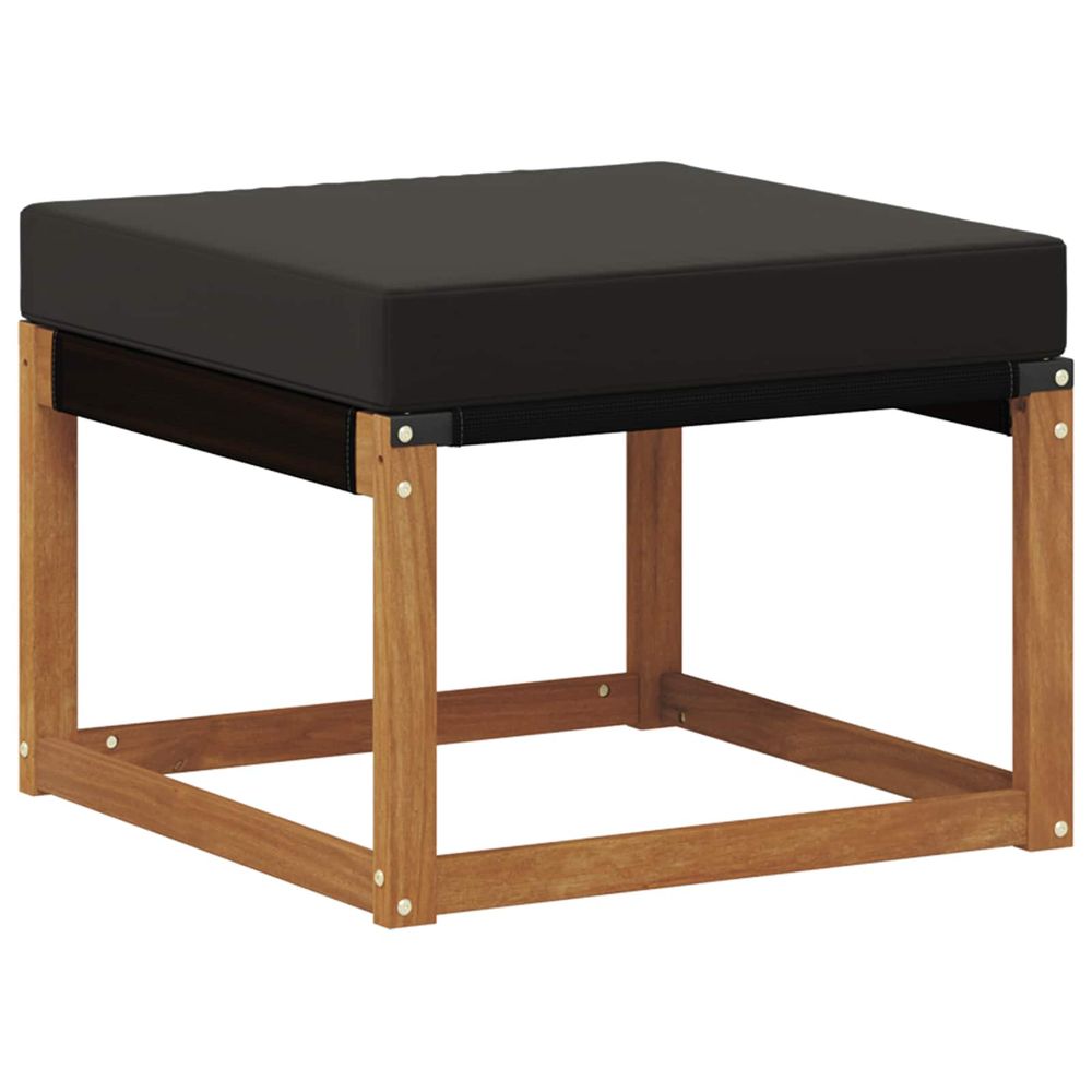 Pouf d'extérieur bois d'acacia massif et tissu textilène