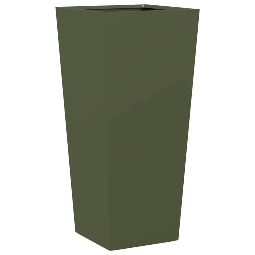 Jardinière vert olive 35x35x75 cm acier