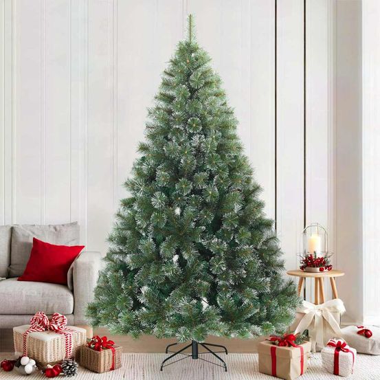 Sapin de noël artificiel enneigé pvc et acier à montage facile blanc 210 cm