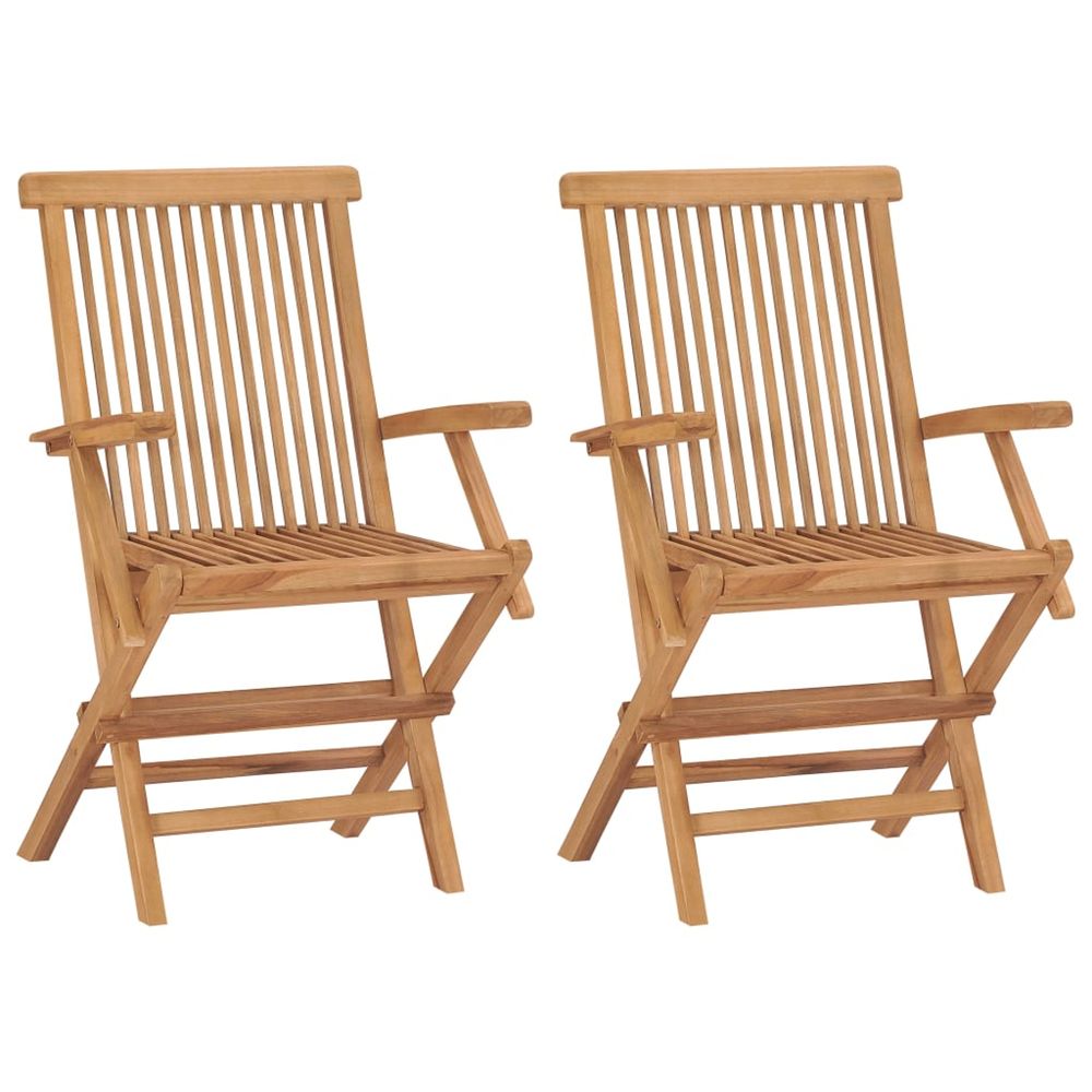 Chaises pliantes 2 pièces en bois de teck massif