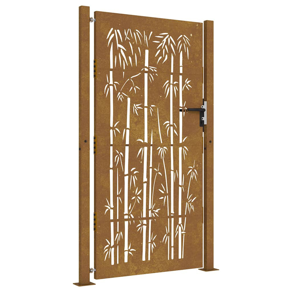 Portail de jardin 100x200 cm en acier corten et bambou
