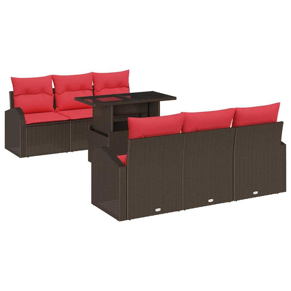 Ensemble de canapé de jardin 7 pc marron poly rotin