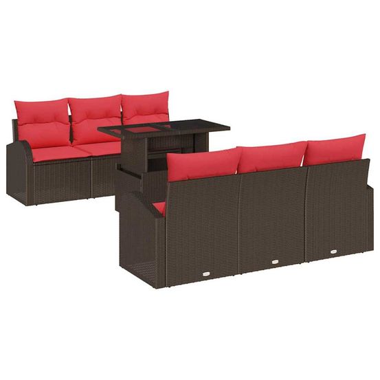 Ensemble de canapé de jardin 7 pc marron poly rotin